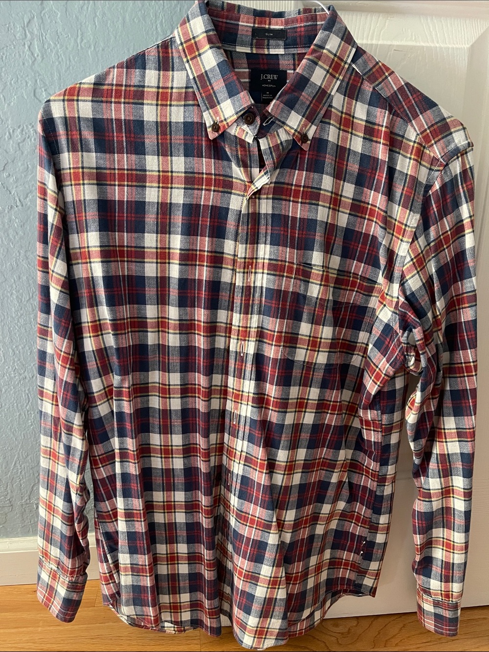 J. Crew Navy, Red & Cream Plaid Button-Down Shirt